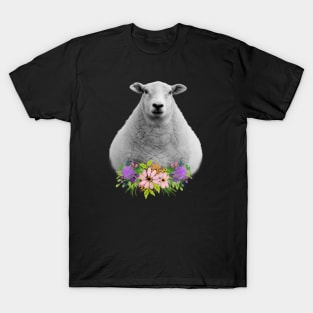 Floral Sheep in Field T-Shirt